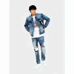 Cult Of Individuality Type II Reversible Laser Denim Jacket In 7 Yeat Sand Denim & Bottoms Blue -Cult of Individuality Shop unnamed file 1019