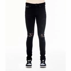 Cult Of Individuality PUNK SUPER SKINNY BLACK INK JEANS Clothing
