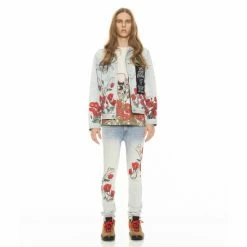 Cult Of Individuality Type II Denim Jacket In Poppy Denim & Bottoms Blue
