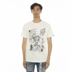 Cult Of Individuality T-shirt Short Sleeve Crew Neck Tee "Anarchy" T-Shirts Vintage White