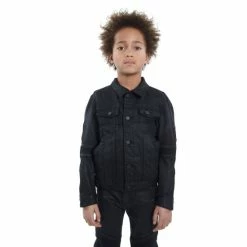 Cult Of Individuality Kid's Moto Coated Denim Jacket In Coated Boy Clothing