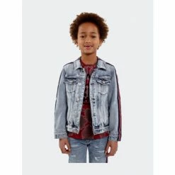 Cult Of Individuality Kid's Stripe Denim Jacket In Kinevil Boy Clothing Blue