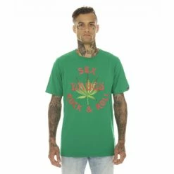 Cult Of Individuality T-Shirt Short Sleeve Crew Neck Tee "Sex Drugs & Rock N Roll" T-Shirts Kelly Green