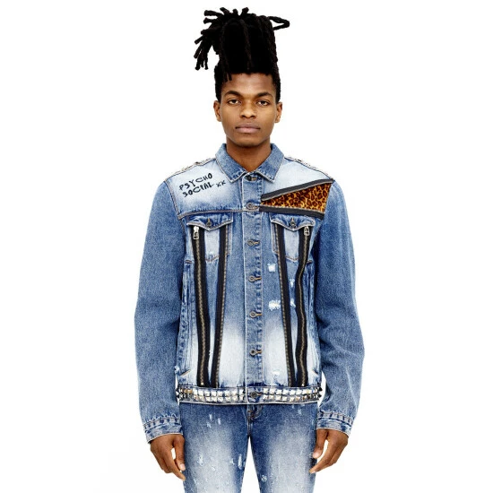 Cult Of Individuality Paz Type Ii Denim Jacket - With Long Zipper Back Panel Denim & Bottoms Studd/crystal 2 Cult Of Individuality Paz Type Ii Denim Jacket - With Long Zipper Back Panel Denim & Bottoms Studd/crystal - Image 2