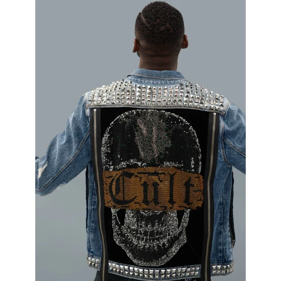 Cult Of Individuality Paz Type Ii Denim Jacket - With Long Zipper Back Panel Denim & Bottoms Studd/crystal 3 Cult Of Individuality Paz Type Ii Denim Jacket - With Long Zipper Back Panel Denim & Bottoms Studd/crystal - Image 3