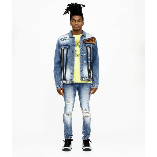 Cult Of Individuality Paz Type Ii Denim Jacket - With Long Zipper Back Panel Denim & Bottoms Studd/crystal 4 Cult Of Individuality Paz Type Ii Denim Jacket - With Long Zipper Back Panel Denim & Bottoms Studd/crystal - Image 4