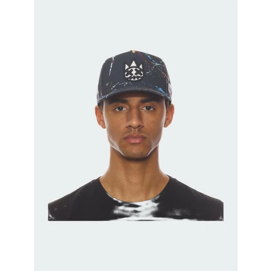 Cult Of Individuality Paint Splatter Mesh Back Trucker Curved Visor Hat Hats Black 1 Cult Of Individuality Paint Splatter Mesh Back Trucker Curved Visor Hat Hats Black