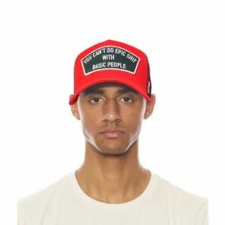 Cult Of Individuality Epic Shit Mesh Back Trucker Curved Visor In Red Hats