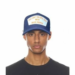 Cult Of Individuality Epic Shit Mesh Back Trucker Curved Visor In Blue Hats