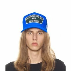Cult Of Individuality Epic Shit Mesh Back Trucker Curved Visor In Royal Blue Hats