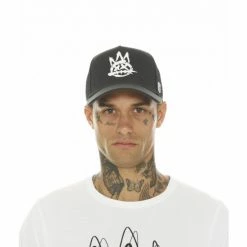 Cult Of Individuality Trucker Brushed Logo Mesh Back Black/White Logo Hats