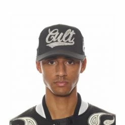 Cult Of Individuality Paisley Cult Logo Mesh Back Trucker Curved Visor Hats Black