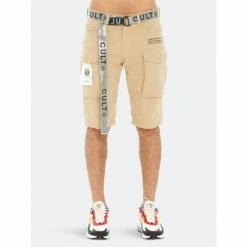 Cult Of Individuality Rocker Cargo Shorts Belted Taupe