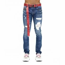 Cult Of Individuality Punk Super Skinny Belted Denim & Bottoms Abyss