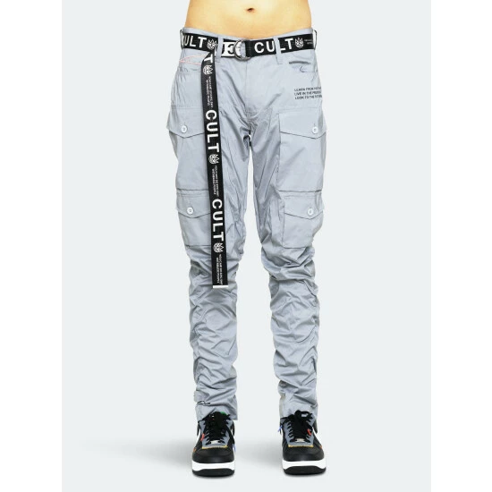 Cult Of Individuality Rocker Cargo Belted In 3m Reflective Denim & Bottoms Grey 1 Cult Of Individuality Rocker Cargo Belted In 3m Reflective Denim & Bottoms Grey