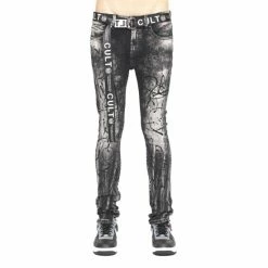 Cult of Individuality Shop 22 Cult Of Individuality Punk Super Skinny Belted Denim & Bottoms Black