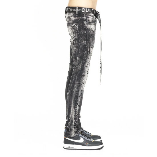 Cult Of Individuality Punk Super Skinny Belted Denim & Bottoms Black 5 Cult Of Individuality Punk Super Skinny Belted Denim & Bottoms Black - Image 5