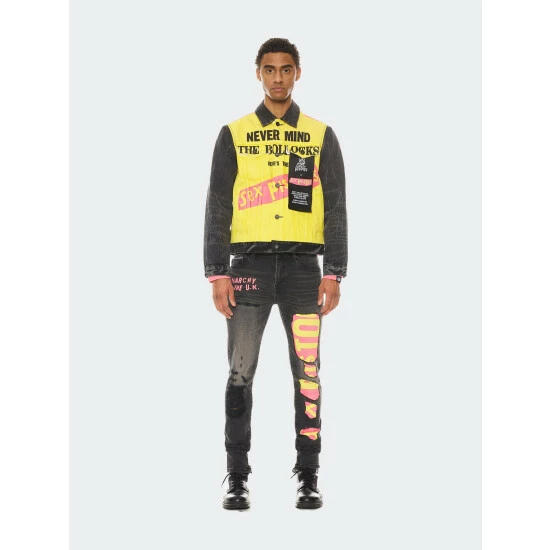 Cult Of Individuality Punk Super Skinny "Sex Pistols" Jeans In Bollocks Denim & Bottoms Black 1 Cult Of Individuality Punk Super Skinny "Sex Pistols" Jeans In Bollocks Denim & Bottoms Black