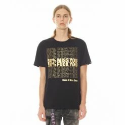 Cult Of Individuality "50% Miss You" Printed Crew Neck Tee T-Shirts Black