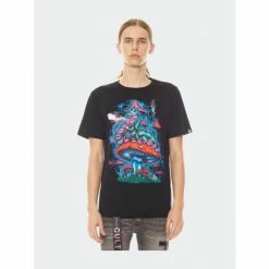 Cult Of Individuality Short Sleeve Crew Neck Tee "Mushrooms" T-Shirts Black