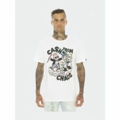 Cult Of Individuality Short Sleeve Crew Neck Tee "Cash From Chaos" Tops White