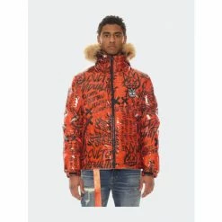 Cult Of Individuality Men's Duck Down Puffer Jacket With Faux Fur Hood In Orange Coats, Jackets & Blazers -Cult of Individuality Shop unnamed file 2