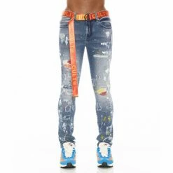 Cult Of Individuality Punk Super Skinny In Divinci Pant Denim & Bottoms Blue