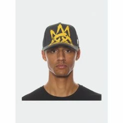 Cult Of Individuality Brushed Oversized Logo Mesh Back Trucker Curved Visor Cap Hats Black