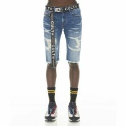 Cult Of Individuality Rocker Short Stretch Belted In Razor Shorts