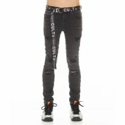 Cult Of Individuality Punk Super Skinny In Seams Denim & Bottoms Black