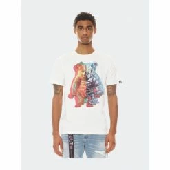 Cult Of Individuality Short Sleeve Crew Neck Tee "Bear Cyborg" In White T-Shirts