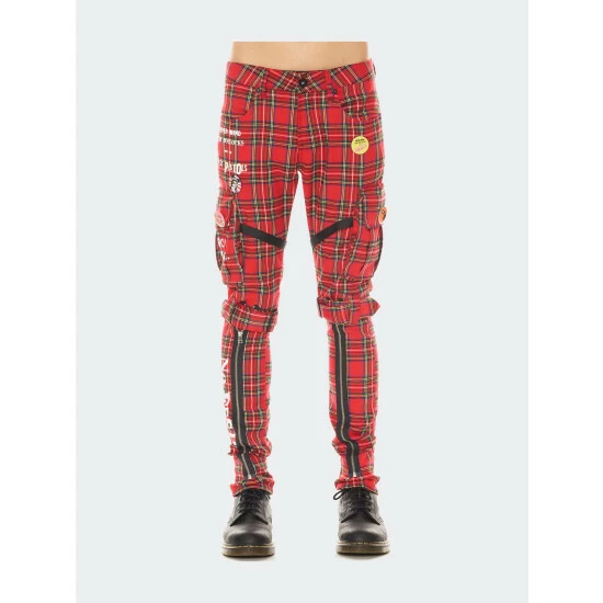 Cult Of Individuality Rocker Cargo "Sex Pistols" Pant In Plaid Pants Red 3 Cult Of Individuality Rocker Cargo "Sex Pistols" Pant In Plaid Pants Red - Image 3