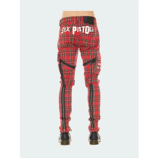 Cult Of Individuality Rocker Cargo "Sex Pistols" Pant In Plaid Pants Red 4 Cult Of Individuality Rocker Cargo "Sex Pistols" Pant In Plaid Pants Red - Image 4