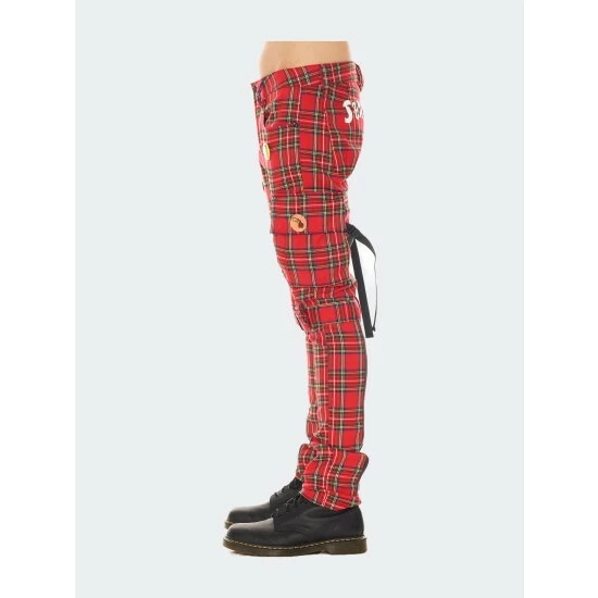 Cult Of Individuality Rocker Cargo "Sex Pistols" Pant In Plaid Pants Red 5 Cult Of Individuality Rocker Cargo "Sex Pistols" Pant In Plaid Pants Red - Image 5