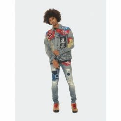 Cult Of Individuality Type Iv Denim Jacket With Double Cuff And Waistband In Basq Coats, Jackets & Blazers Blue -Cult of Individuality Shop unnamed file 429