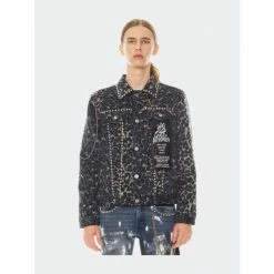 Cult Of Individuality Type II Denim Jacket - Leopard Coats, Jackets & Blazers Black