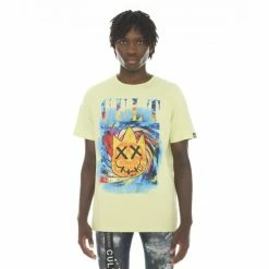 Cult Of Individuality T-shirt Short Sleeve Crew Neck Tee"Acid Trip Logo" T-Shirts Citron