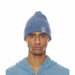 Cult Of Individuality Knit Hat With Peacoat And White Hats Blue