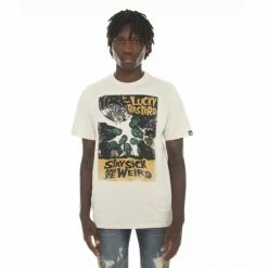 Cult Of Individuality T-Shirt Short Sleeve Crew Neck Tee "Lucky Bastard Monsters" T-Shirts Cream