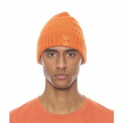 Cult Of Individuality Knit Hat W/tomato And Lemon Chrome Hats Orange