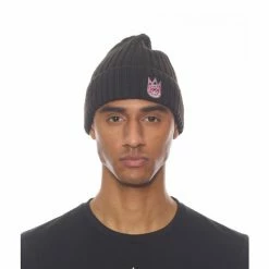 Cult Of Individuality Knit Hat With Magenta And Aruba Blue Hats Black