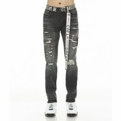 Cult Of Individuality Rocker Slim Stretch Mens Jeans W/ White Belt Denim & Bottoms Razor