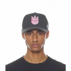 Cult Of Individuality Clean Logo Mesh Back Trucker Curved Visor With Black Crown Hats