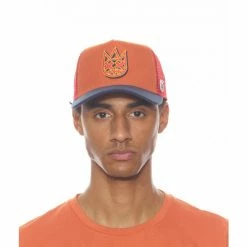 Cult Of Individuality Clean Logo Mesh Back Trucker Curved Visor With Arabesque Crown Hats Orange