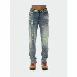 Cult Of Individuality Rocker Slim Jeans In Leek Denim & Bottoms Blue