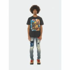 Cult Of Individuality Short Sleeve Crew Neck Tee "Basq" T-Shirts Charcoal