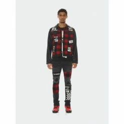 Cult Of Individuality Punk Super Skinny In Plaid Denim & Bottoms Black -Cult of Individuality Shop unnamed file 592