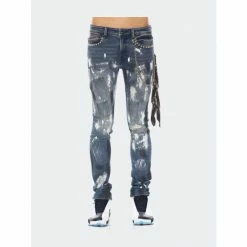 Cult Of Individuality Punk Super Skinny Jeans - Leopard Denim & Bottoms Blue -Cult of Individuality Shop unnamed file 597