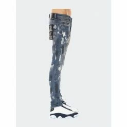 Cult Of Individuality Punk Super Skinny Jeans - Leopard Denim & Bottoms Blue -Cult of Individuality Shop unnamed file 598