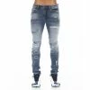 Cult Of Individuality Punk Super Skinny In Tape Denim & Bottoms Blue